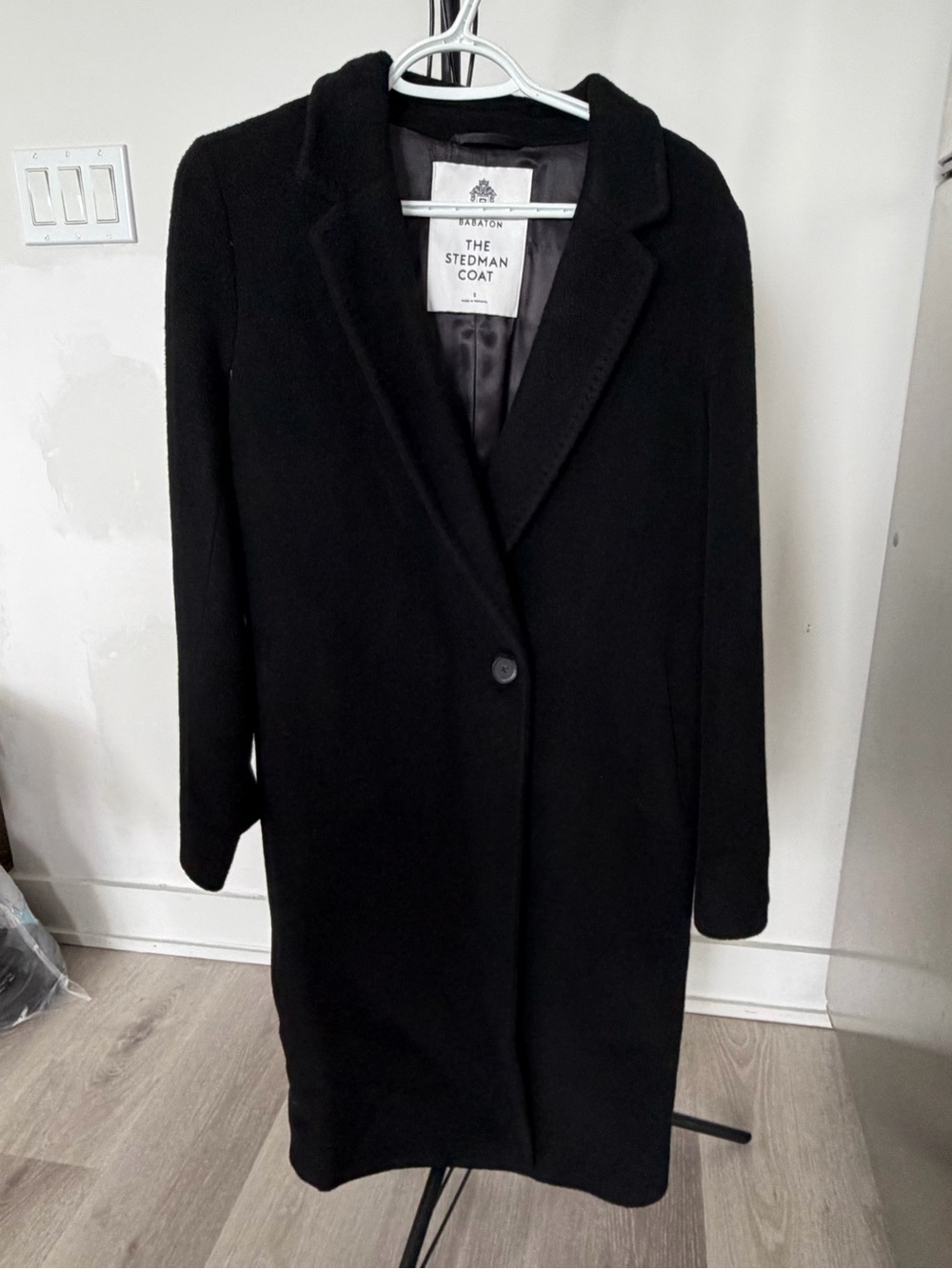 Babaton The Stedman Black Wool Single-Button Coat